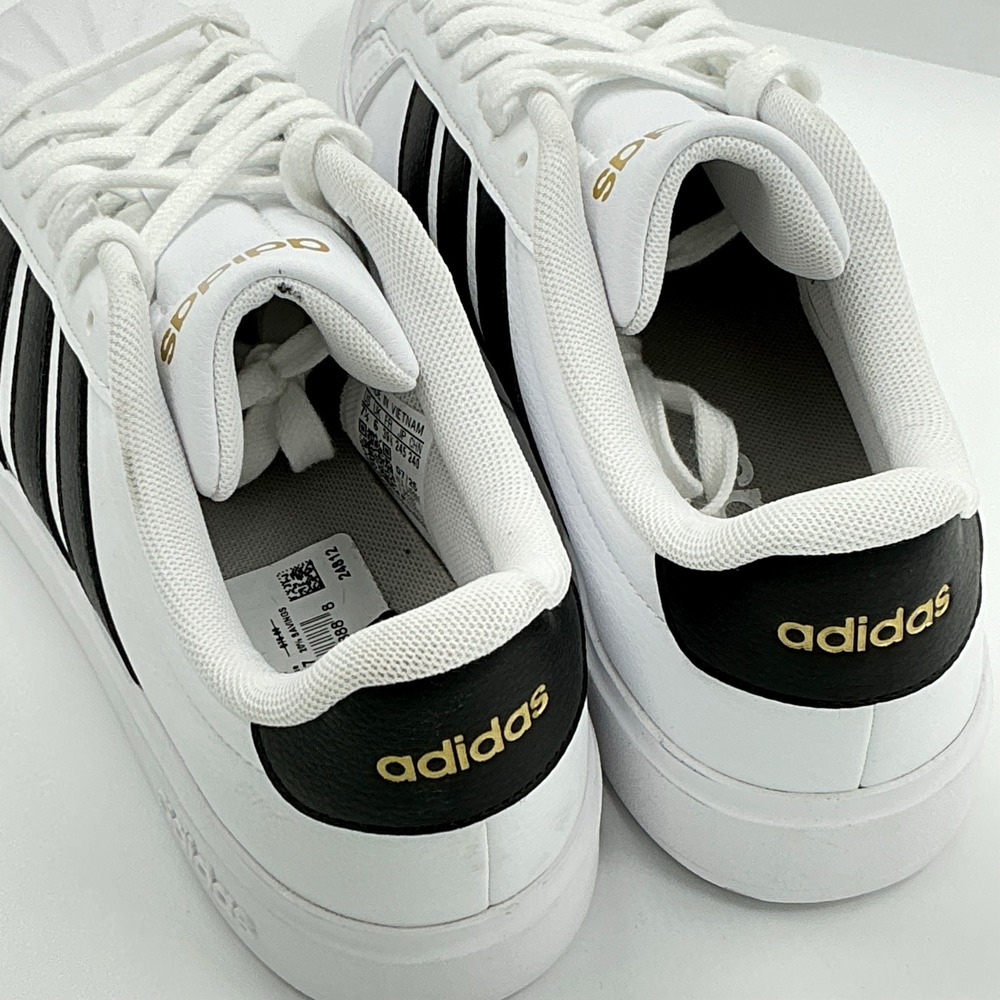 Adidas Womens Size 7.5 Sneakers White Black Gold Cloud Foam NEW Street talk $75 - Picture 3 of 16